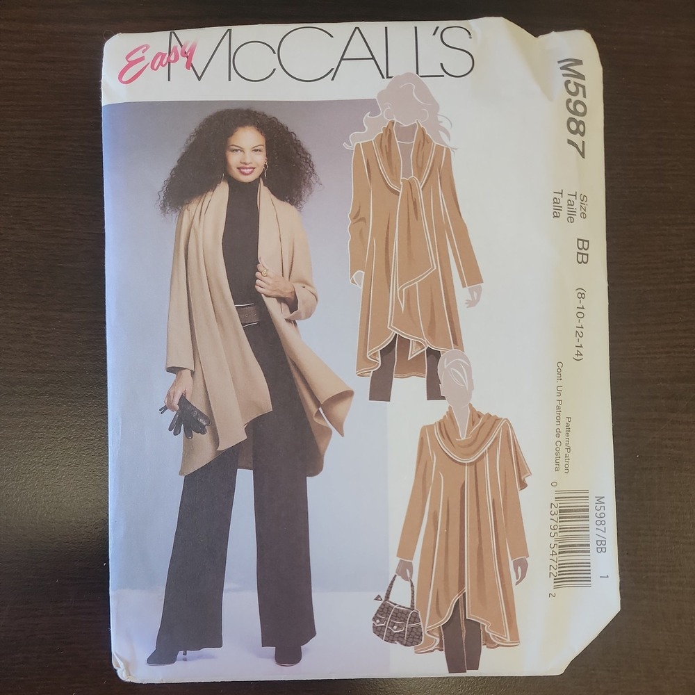McCalls M5987 Womens Swing Coat Jacket Sewing Pattern Size 8-14 Easy UNCUT